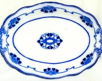3989 - English flow blue oval platter, 16 x 11.5 W H Grindley
