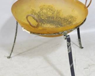 7898 - metal fire pit bowl on stand, 25 x 27
