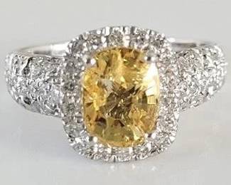 26z - RARE Yellow Sapphire & Diamond ring APP $16,514 2.23 carat GIA certified natural unheated yellow sapphire with .82CT TW diamonds, size 7
