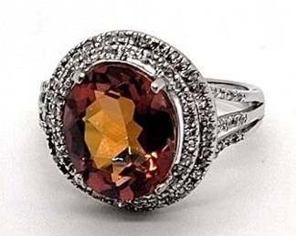 46w - Sterling Silver Large Citrine Ring, size 8
