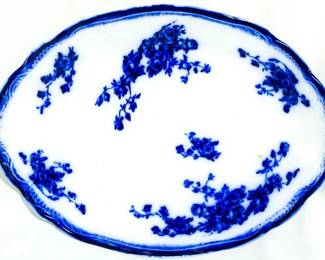 3979 - English flow blue oval platter, 12 x 9
