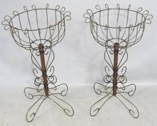 7881 - Pair wire planters, 27" tall
