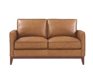 8518 - Italian leather Newport camel loveseat 59 x 37 x 35
