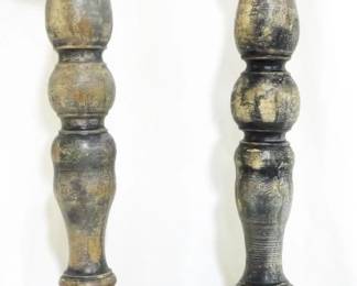 4104 - Pair painted candle prickets, 23" tall
