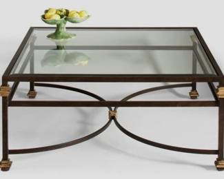 6114 - Chelsea House dark bronze & gold coffee table 18 x 43 x 43 Retail $1607
