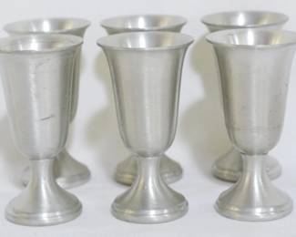 3826 - 6 Pewter cordials, 3" tall
