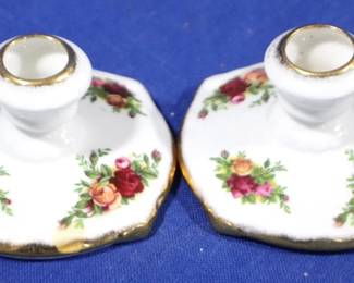 7767 - Royal Albert "Old Country Roses" Candle Holders 4"
