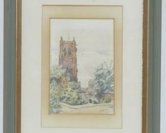 3306 - St. Johns Chester Watercolor J.W. Dalton 1876 16x11
