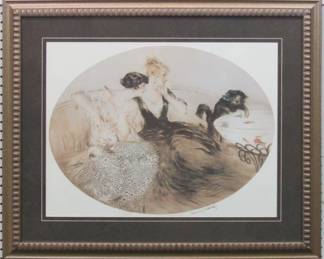 9024 - CAT IN FISH BOWL GICLEE BY LOUIS ICART 35 X 29
