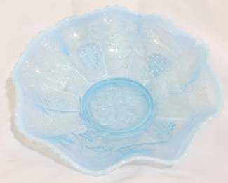 3785 - Jefferson Glass opalescent blue w/ grapes bowl 8.5"
