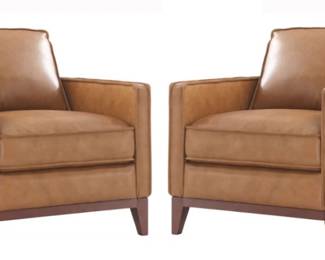 8520 - Pair Leather Italia Newport chairs in camel color 35 x 33 x 37
