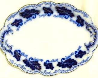 3976 - English flow blue oval platter, 12 x 9
