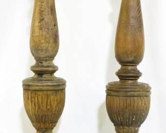 4103 - Pair painted candle prickets, 22" tall
