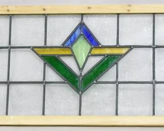 3888 - Stained & leaded glass 17 x 42 window
