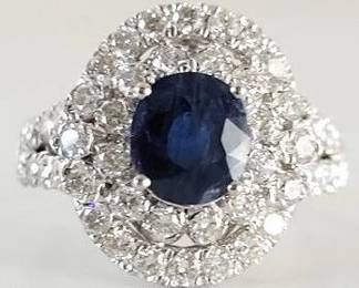 25z - GIA Cert natural Sapphire ring APP $26,188 1.67 Carat GIA certified natural blue Sapphire surrounded with 1.28CT TW diamonds, size 6.5
