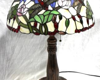 7101 - Stained Glass Lamp 30" Tall Dragonfly
