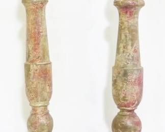 4102 - Pair painted candle prickets, 15" tall
