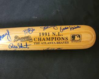 Braves 1991 NL Champions Team Signed Bat