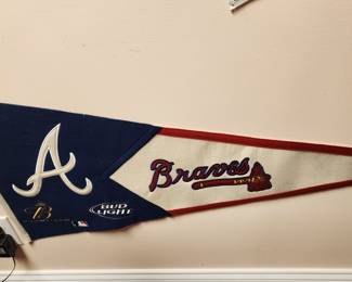 Vintage Embroidered Braves Felt Banner