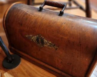 Antique Hand Crank Sewing Machine Wood Carrying Case