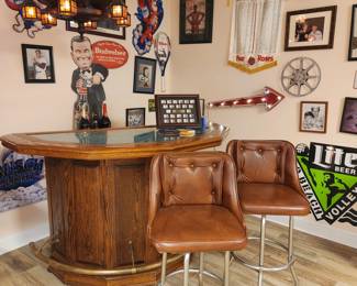 Vintage Blackjack Game Bar and Vintage Barstools