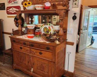 Amazing Carved Sideboard with Hutch