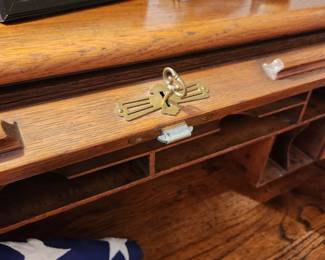 Vintage Rolltop Desk Brass Details