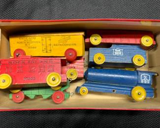 Vintage Wood Rock Island Train Set