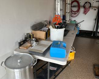 Turkey fryer, tools, aluminum ladders