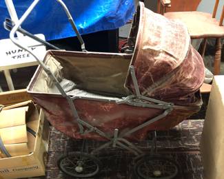Vintage Leather Baby Buggy