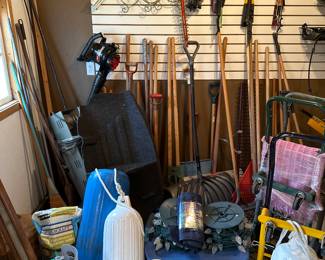 Yard tools, boat bumpers, sports equipment