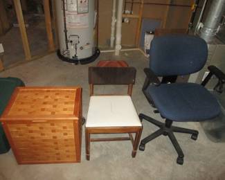 Chairs and cabinet