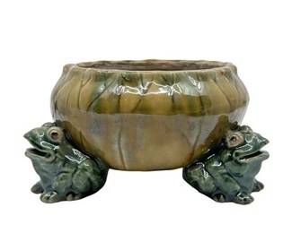 Lot 304   
Vintage Majolica Ceramic Frog Planter