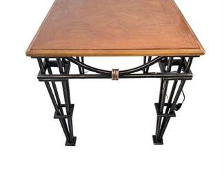 Lot 330   
Wrought Iron End Table with Wooden Top
