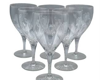Lot 021   
Vintage Tiffin Rose Etched Wine Glasses, Set of Six