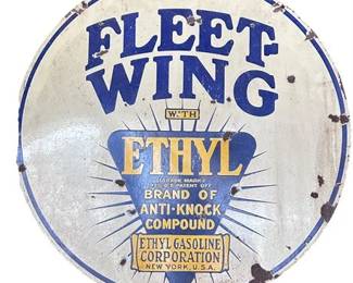 Lot 252   
Porcelain Fleetwing Ethyl Gasoline Sign