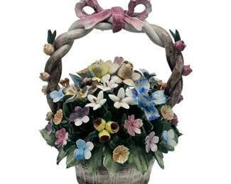 Lot 284  
Vintage Capodimonte Porcelain Large Flower Basket