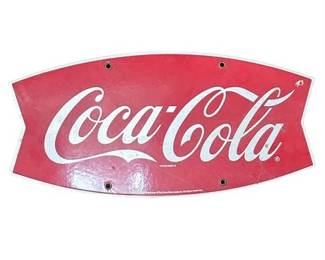 Lot 254   
Vintage Porcelain on Metal Coca-Cola Fishtail Sign, circa the 1960's