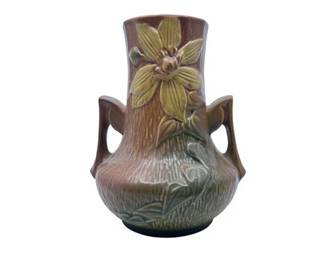 Lot 307   
Roseville Clematis 106-7 Brown Bulbous Vase