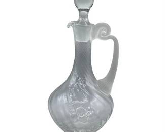 Lot 004   
Romanian Tall Swirl Pattern Crystal Glass Decanter with Frosted Handle