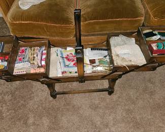 Antique sewing box and contents.