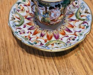 Antique Capodimate cups and saucers. Set of 5