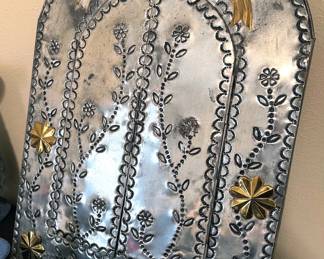 Vintage Mexican tin mirror