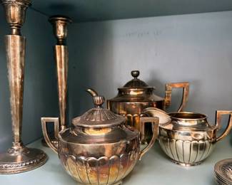 1920s Art Deco English teapot, sugar, creamer