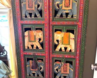 Asian Shisham wood cabinet with elephant design
