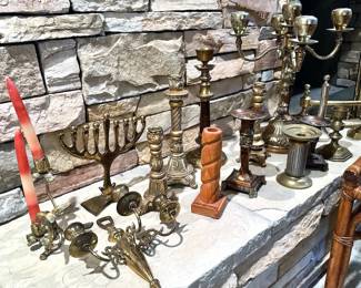Vintage brass candle sconces, brass accessories