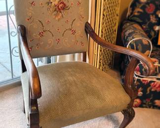 Upholstered needlepoint antique chair
