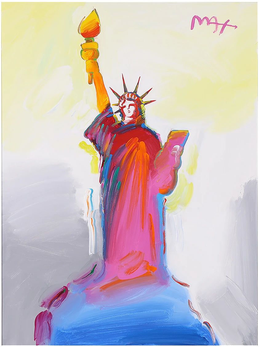 Peter Max b. 1937 Painting, Statue of Liberty, Version VIII 98 5001k