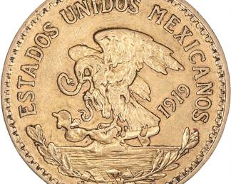 1919 $20 Mexican Peso 5001k