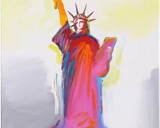 Peter Max b. 1937 Painting, Statue of Liberty, Version VIII 98 5001k